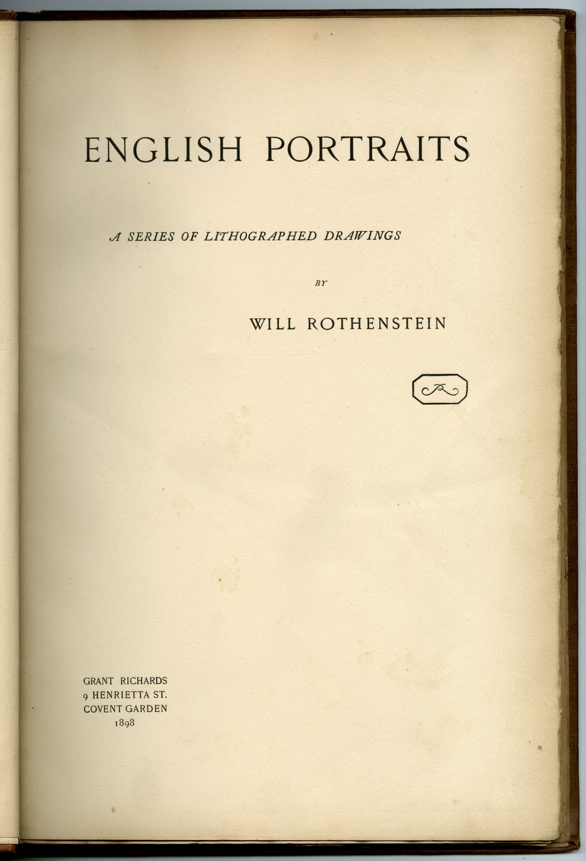 William Rothenstein『English Portraits』（1898年、Grant Richards）扉